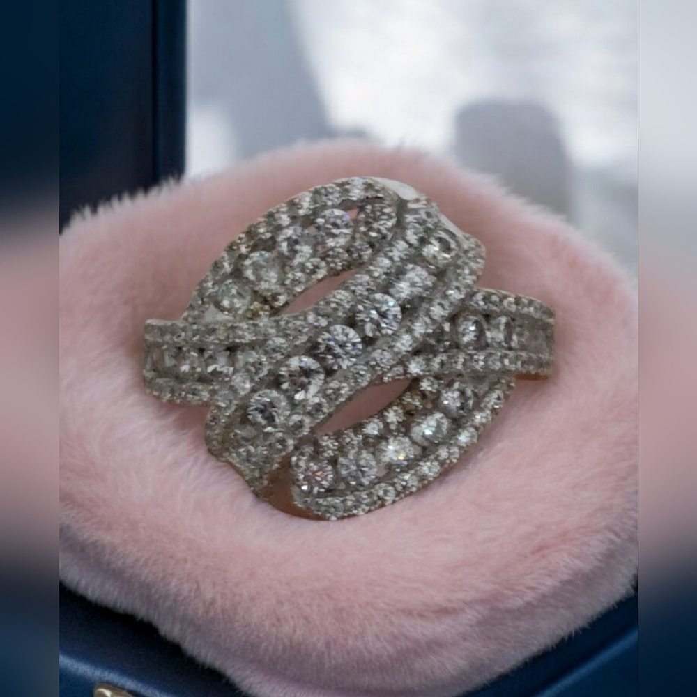 JTV Sterling Silver Cubic Zirconia Statement Ring – Size 9